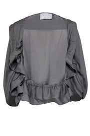 Current Boutique-Lanvin - Semi-Sheer Gray Ruched Open Cardigan Sz 6