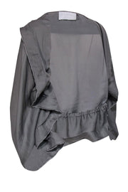 Current Boutique-Lanvin - Semi-Sheer Gray Ruched Open Cardigan Sz 6