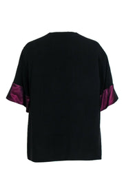 Current Boutique-Lanvin - Black Short Sleeved Blouse w/ Fuchsia Banding Sz L