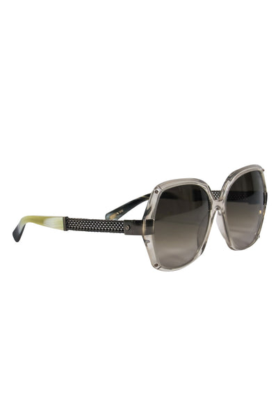 Current Boutique-Lanvin - Clear Ombre Oversized Sunglasses w/ Chain Link & Marbled Arms