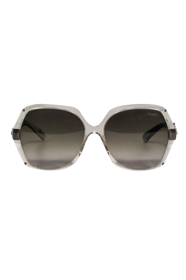 Current Boutique-Lanvin - Clear Ombre Oversized Sunglasses w/ Chain Link & Marbled Arms