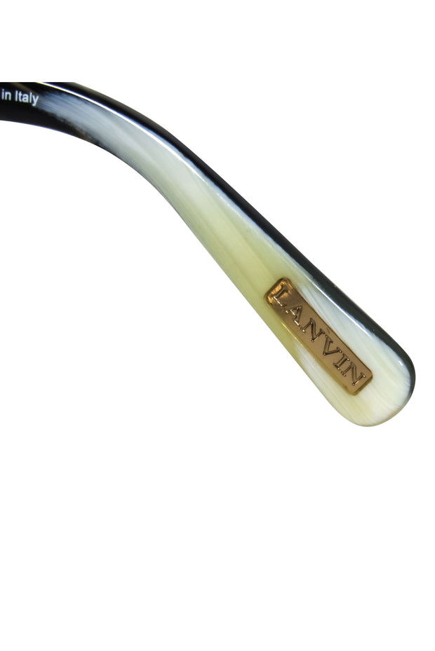 Current Boutique-Lanvin - Clear Ombre Oversized Sunglasses w/ Chain Link & Marbled Arms