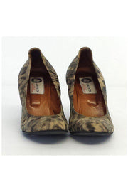 Current Boutique-Lanvin - Beige & Grey Leopard Print Leather Wedges Sz 5