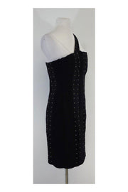 Current Boutique-Laundry by Shelli Segal - Black Pleated & Studded One Shoulder Dress Sz 6