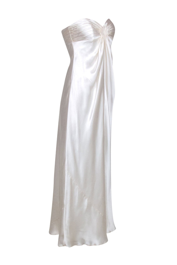 Current Boutique-Laundry- Cream Satin Strapless Gown Sz 4