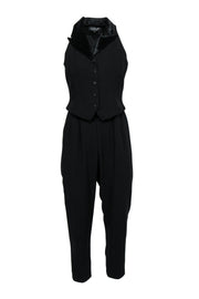 Current Boutique-Laundry by Shelli Segal - Black Tapered Leg Jumpsuit w/ Waistcoat Sz 6