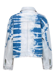 Current Boutique-Le Jean - Light Wash Tie-Dye Button-Up Denim Jacket w/ Raw Trim Sz L