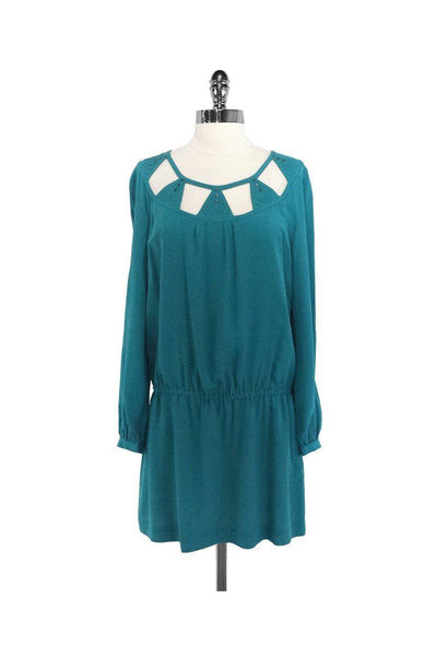 Current Boutique-Leifsdottir - Teal Silk Elastic Drop Waist Dress Sz 6