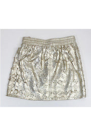Current Boutique-Leifsdottir - Metallic Gold Floral Leather Skirt Sz 4