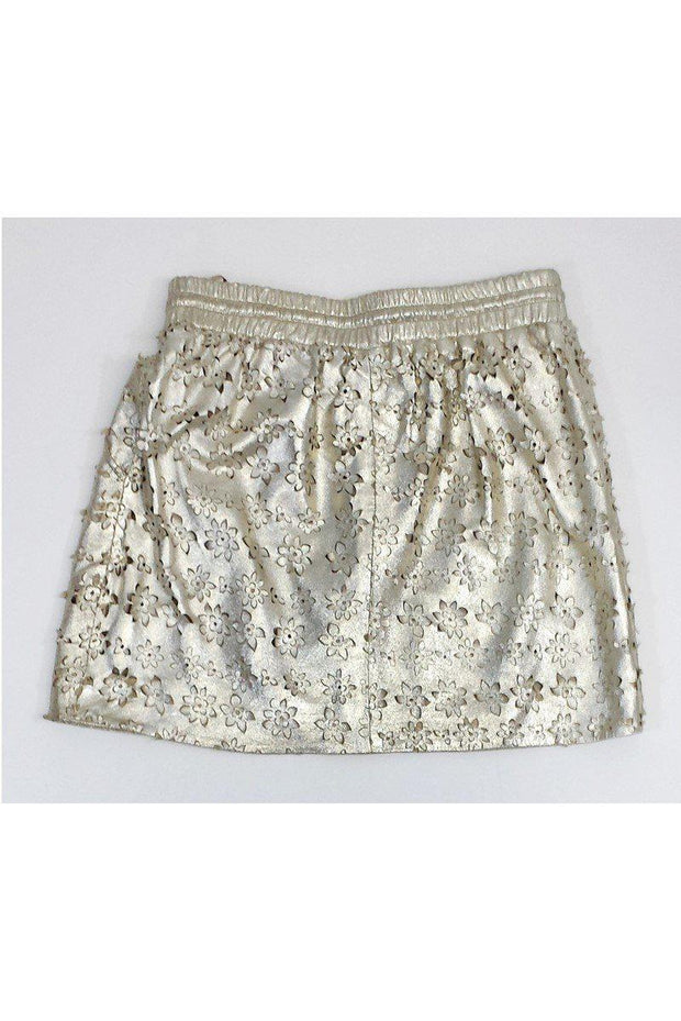 Current Boutique-Leifsdottir - Metallic Gold Floral Leather Skirt Sz 4