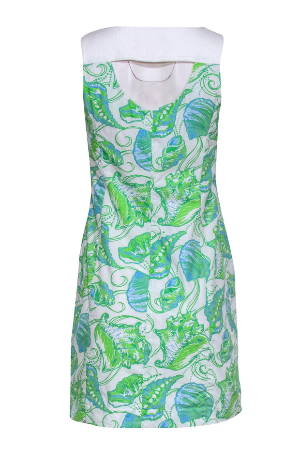 Current Boutique-Lilly Pulitzer - Lime Green & Bright Blue Conch Print Dress Sz 2