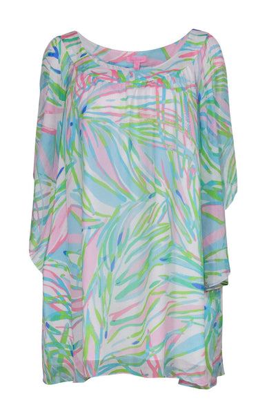 Current Boutique-Lilly Pulitzer - White & Multicolored Abstract Print Silk Shift Dress Sz XS