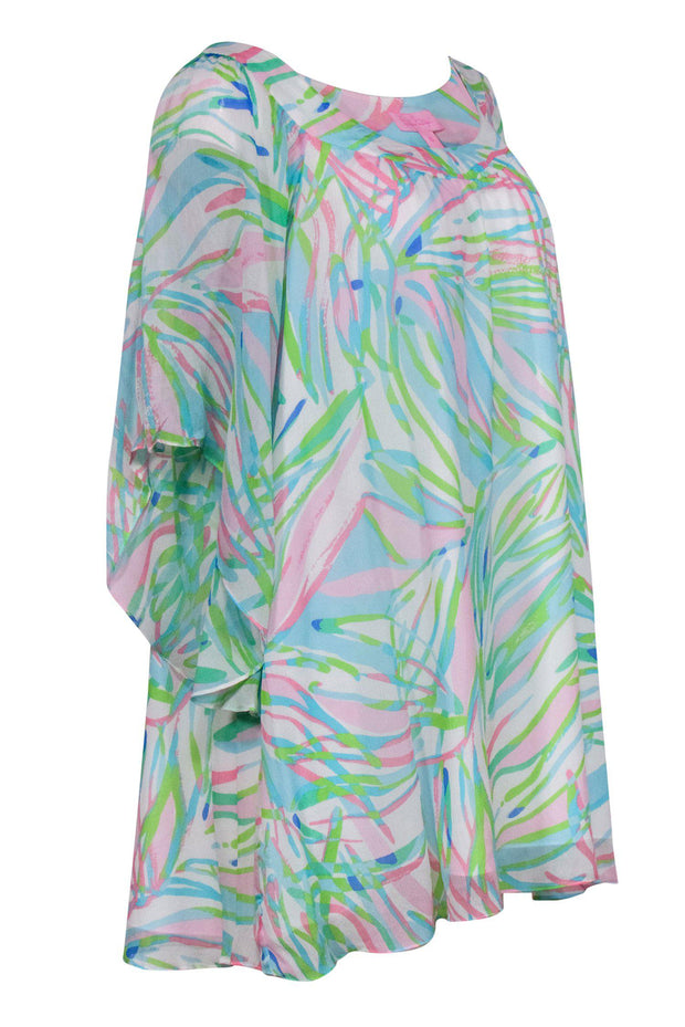 Current Boutique-Lilly Pulitzer - White & Multicolored Abstract Print Silk Shift Dress Sz XS