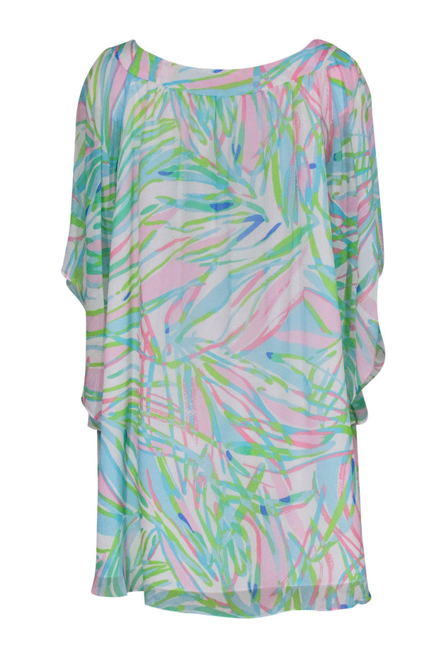 Current Boutique-Lilly Pulitzer - White & Multicolored Abstract Print Silk Shift Dress Sz XS