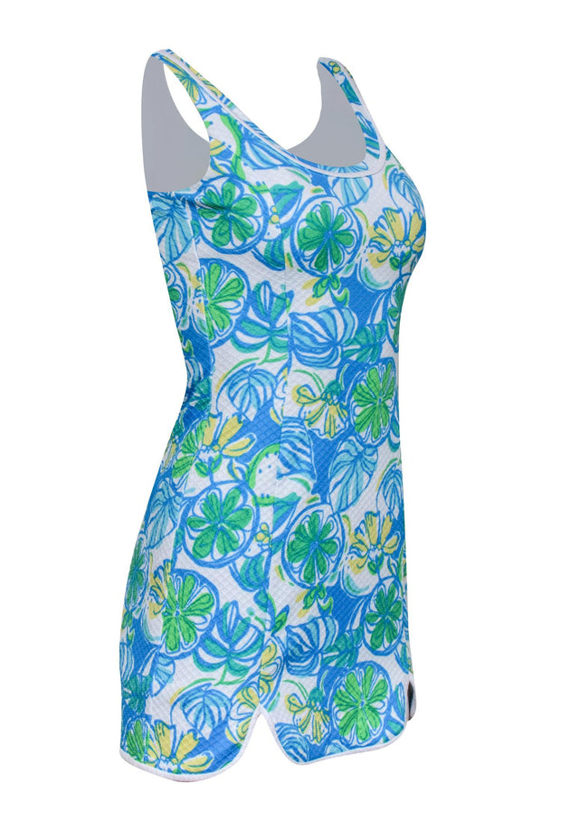 Current Boutique-Lilly Pulitzer - Blue & Multicolor Fruity Floral Print Mini Dress Sz XXS