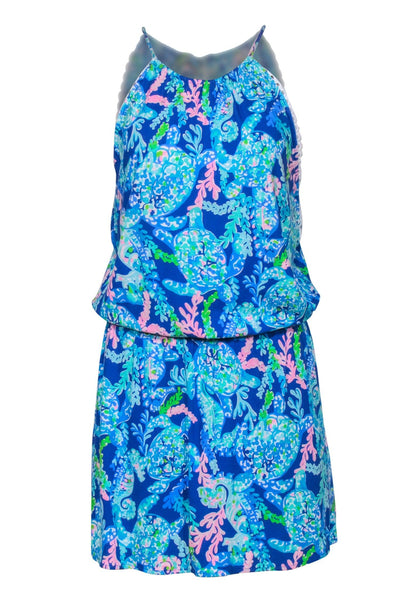 Current Boutique-Lilly Pulitzer - Blue Coral Print "Gianna" Skort Romper Sz S