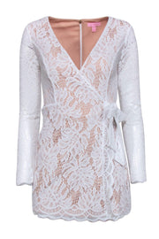 Current Boutique-Lilly Pulitzer - White Lace Long Sleeve Mini Wrap Romper Sz XS