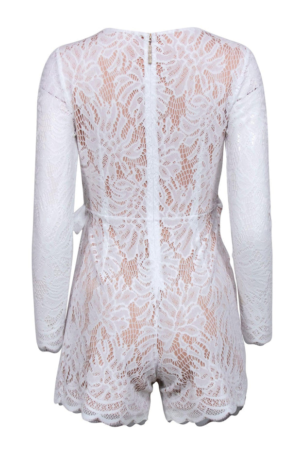 Current Boutique-Lilly Pulitzer - White Lace Long Sleeve Mini Wrap Romper Sz XS