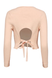 Current Boutique-Live the Process - Light Peach Ribbed Cropped Top w/ Open Back Sz S