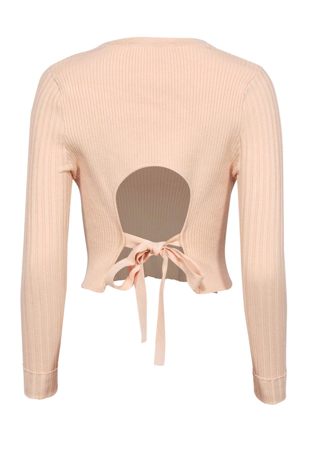 Current Boutique-Live the Process - Light Peach Ribbed Cropped Top w/ Open Back Sz S
