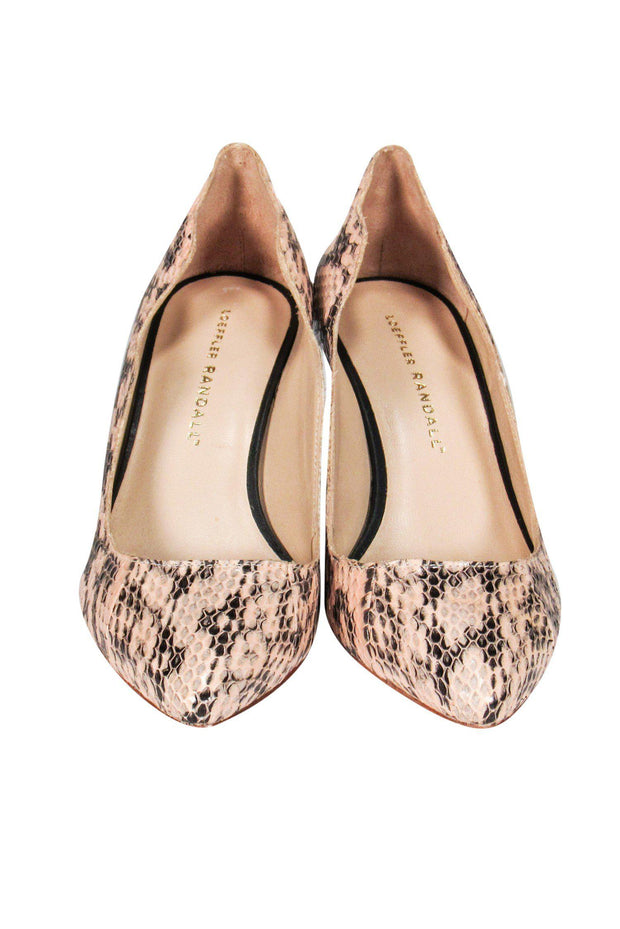 Current Boutique-Loeffler Randall - Pink & Black Snakeskin Pumps w/ Scalloped Detail Sz 6