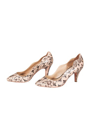 Current Boutique-Loeffler Randall - Pink & Black Snakeskin Pumps w/ Scalloped Detail Sz 6