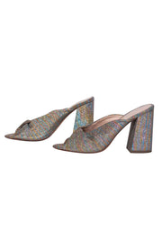 Current Boutique-Loeffler Randall - Multicolor Glitter Twisted Block Heel Mules Sz 7.5