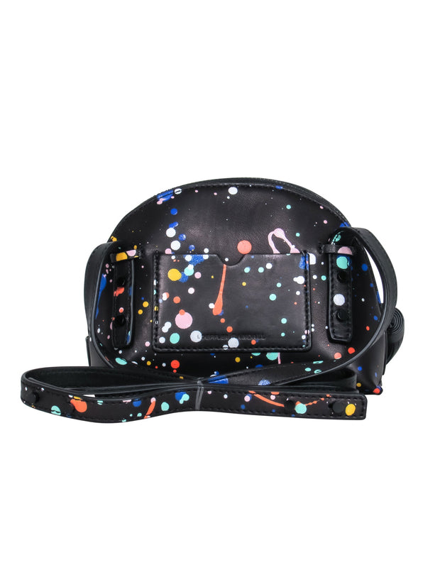 Current Boutique-Loeffler Randall – Black Leather w/ Multicolor Paint Splash Mini Crossbody Bag