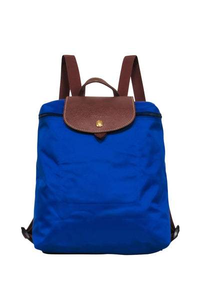 Current Boutique-Longchamp - Blue & Brown Mini Backpack w/ Leather Accents