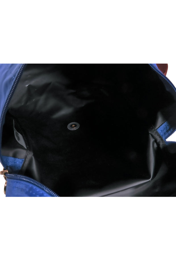 Current Boutique-Longchamp - Blue & Brown Mini Backpack w/ Leather Accents