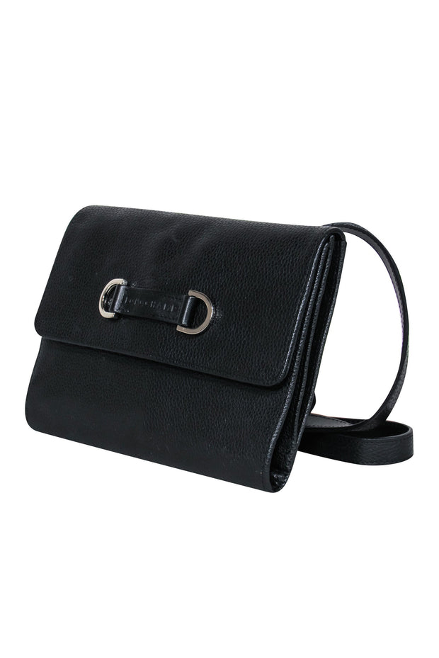Current Boutique-Longchamp - Black Pebbled Leather Wallet Crossbody Bag