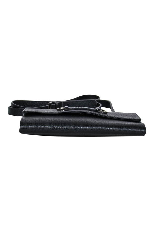 Current Boutique-Longchamp - Black Pebbled Leather Wallet Crossbody Bag