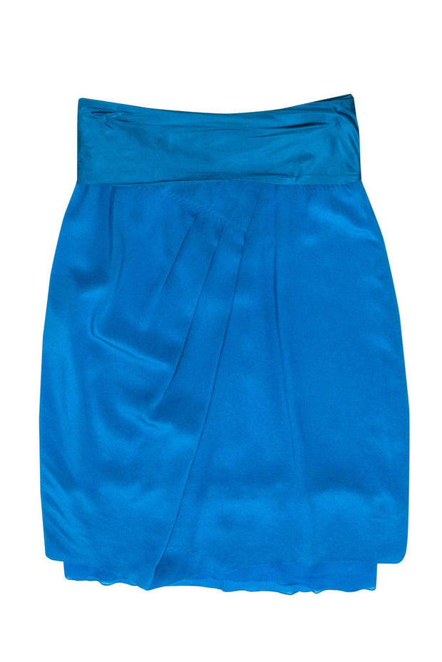 Current Boutique-Louis Vuitton - Teal Silk Skirt w/ Satin Sash Sz 4
