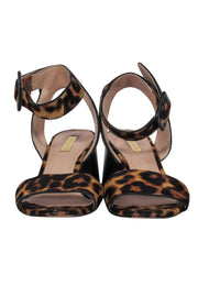 Current Boutique-Louise et Cie - Leopard Print Calf Hair Strappy Block Heel Pumps Sz 7.5