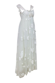 Current Boutique-LoveShackFancy - Light Mint Green & Lace Cap Sleeve Gown Sz 4