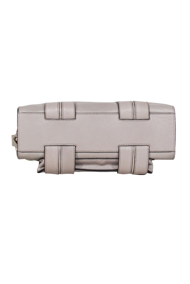 Current Boutique-Luana Italy - Grey Leather w/ Fur Trim Crossbody Bag