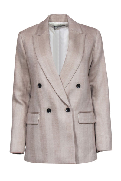 Current Boutique-M.M. Lafleur - Tan Herringbone Double Breasted Blazer Sz 0