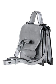Current Boutique-Mackage - Silver Pebbled Leather Small Square Convertible "Rubie" Crossbody