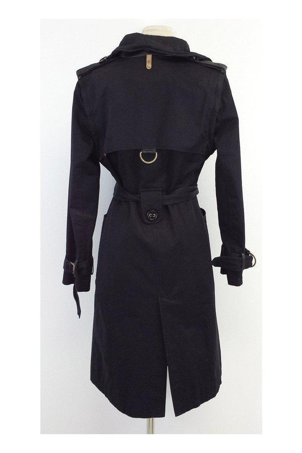 Current Boutique-Mackage - Black Cotton & Leather Convertible Trench Coat Sz S