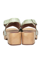 Current Boutique-Madewell - Light Green Reptile Embossed Open Toe Clog-Style Pumps Sz 10