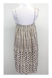 Current Boutique-Madras - Cream & Purple Silk Spaghetti Strap Dress Sz M