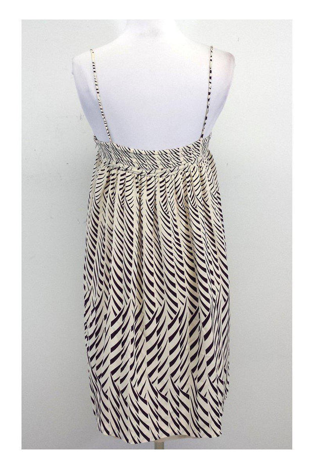 Current Boutique-Madras - Cream & Purple Silk Spaghetti Strap Dress Sz M