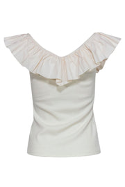 Current Boutique-Maeve - Cream Ribbed Tank Top w/ Ruffle Neckline Sz S