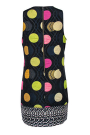 Current Boutique-Maeve - Black Metallic Polka Dot Shift Dress w/ Mesh Sz M