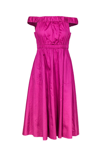 Current Boutique-Maeve - Magenta Off-the-Shoulder Fit & Flare Dress Sz XS