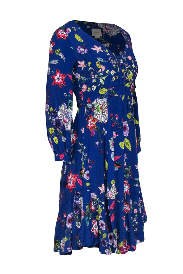 Current Boutique-Maeve - Blue Floral Long Sleeve Fit & Flare Dress Sz XS