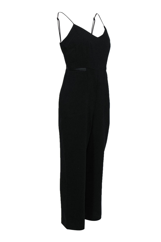 Current Boutique-Maeve - Black Sleeveless Wide Leg Jumpsuit w/ Satin Trim Sz 6