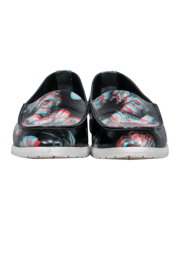 Current Boutique-Maison Martin Margiela - Black & Multicolored 3D Floral Print Loafers Sz 10