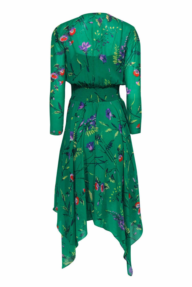 Current Boutique-Maje - Green Long Sleeve Floral Print Dress Sz L
