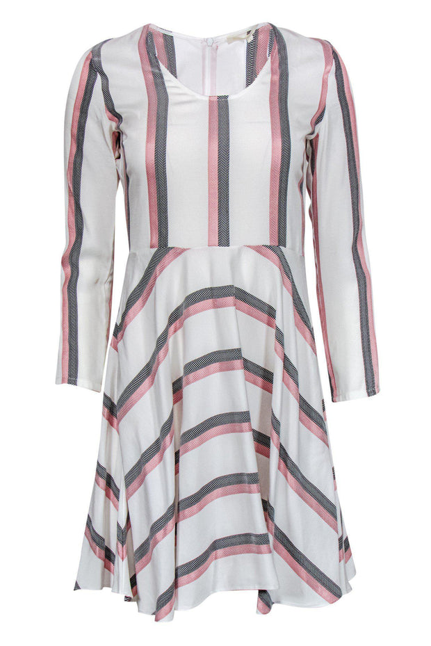 Current Boutique-Maje - Cream Striped Fit & Flare Dress Sz S